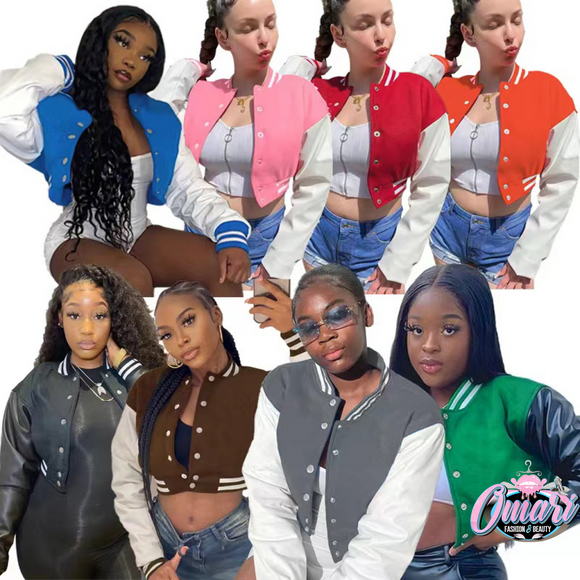 Plain color varsity jacket